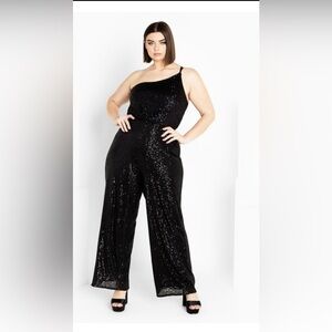 NWT City Chic black sequin Savannah jumpsuit sz. XXL(24)